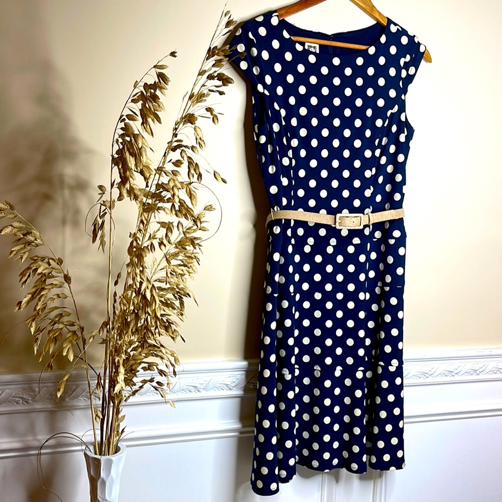 Anne Klein Stretchy Polka dot Midi Dress